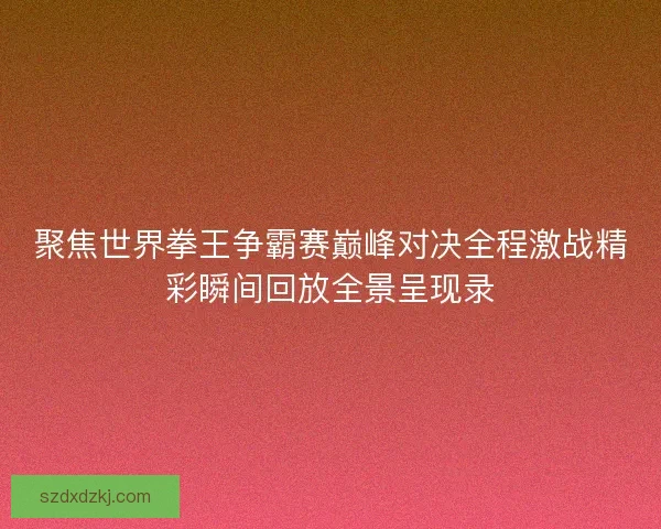 聚焦世界拳王争霸赛巅峰对决全程激战精彩瞬间回放全景呈现录