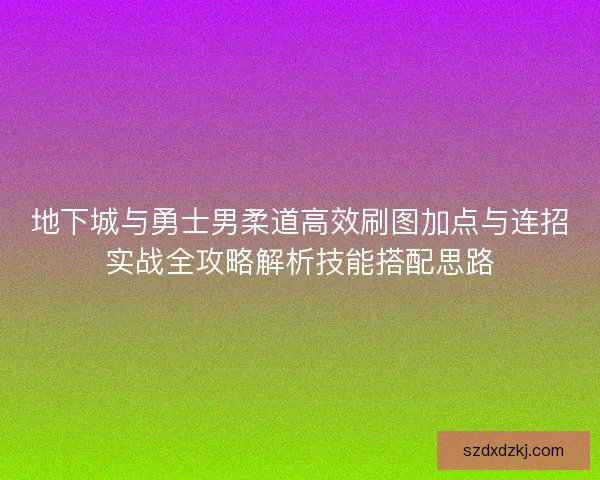 地下城与勇士男柔道高效刷图加点与连招实战全攻略解析技能搭配思路