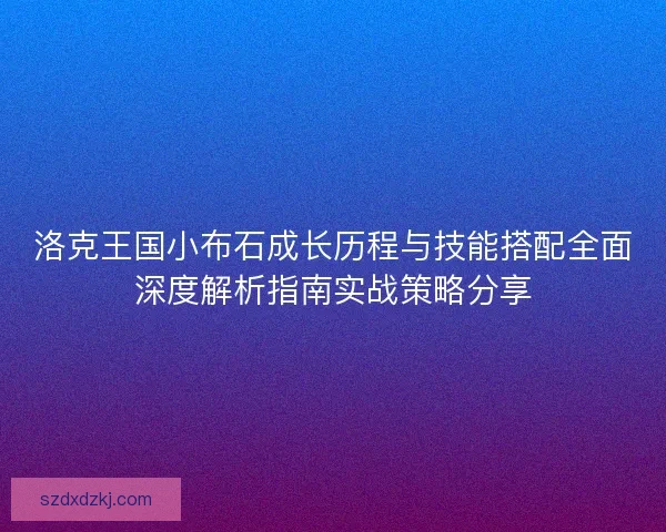 洛克王国小布石成长历程与技能搭配全面深度解析指南实战策略分享